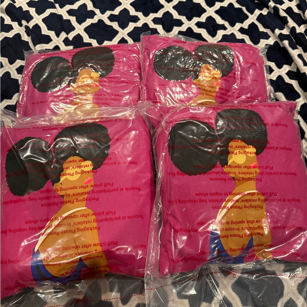 FOUR new pink 16x16 pillow